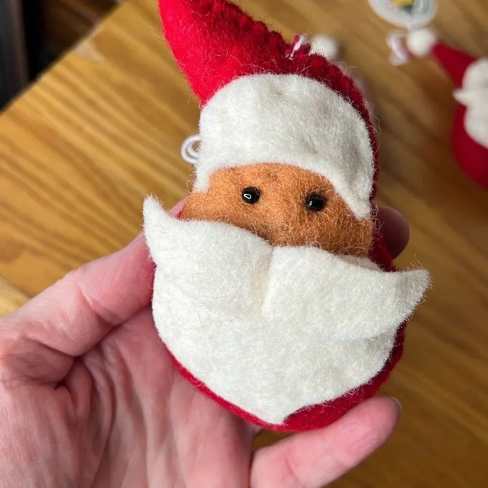 Handmade Cute Santa Felted Wool Christmas Ornaments Set 5